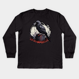 Gothic - Raven in the forest Kids Long Sleeve T-Shirt